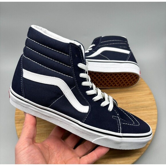 Vans Shoes Mens 9.5 Womens 11 Blue Navy Sk8-Hi Skate Sneakers High Top Comfycush